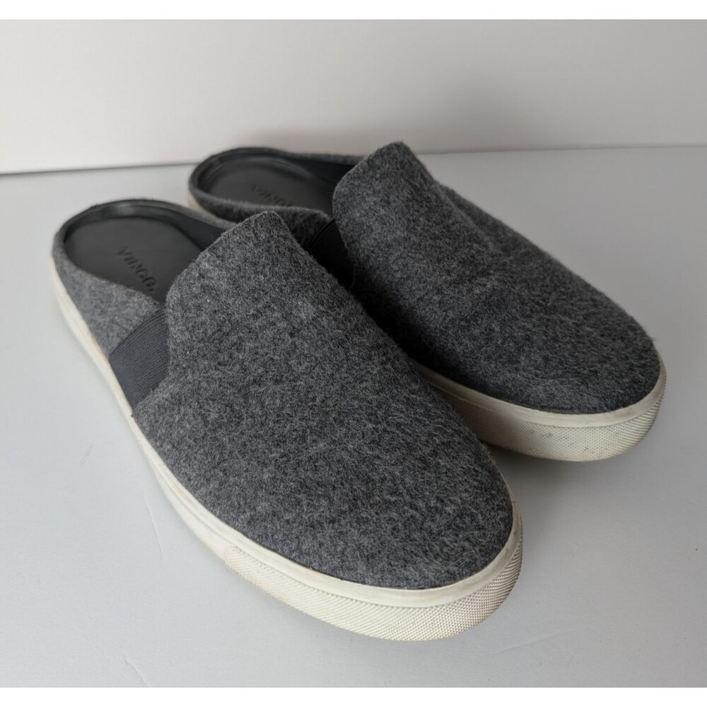 Vince Sneakers Women 8.5M Gray Boiled Wool Blair Elastic Minimal Comfort Shoes